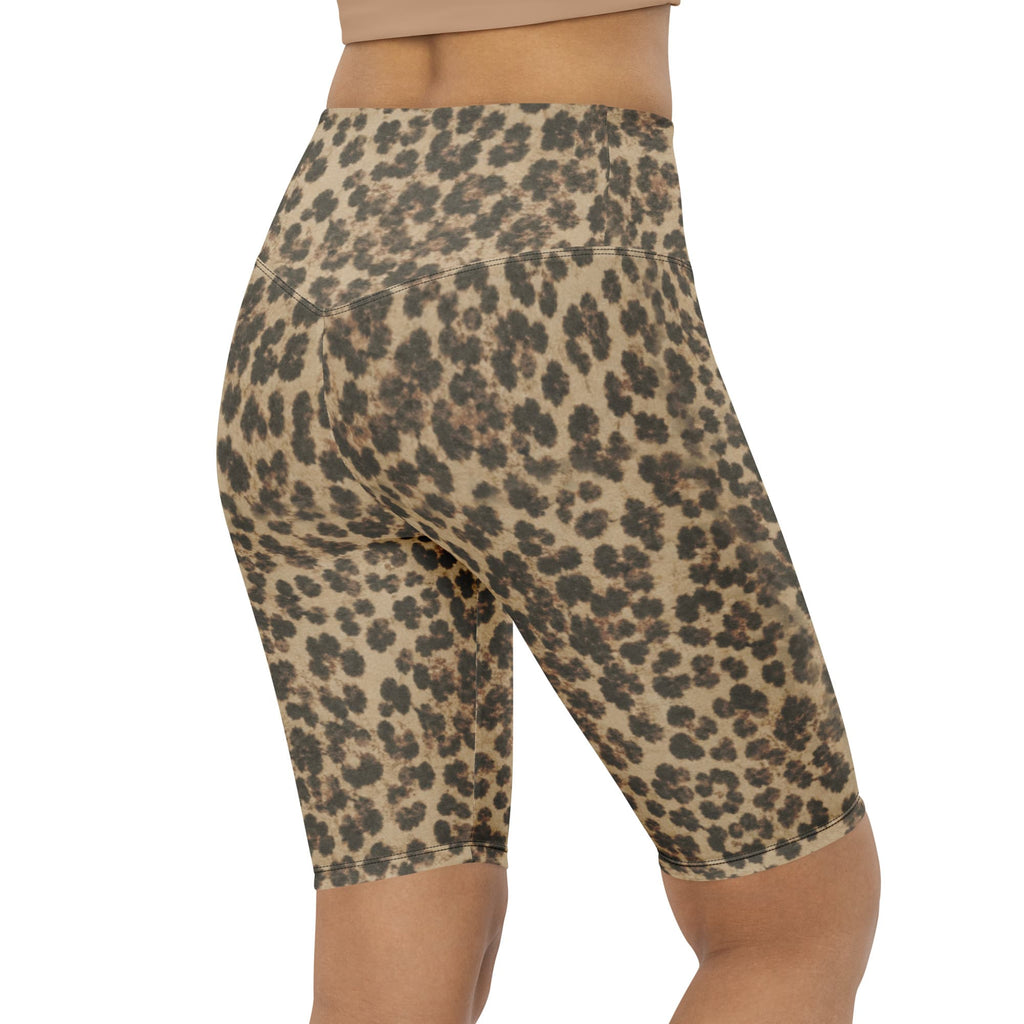 Neutral Leopard Biker Shorts