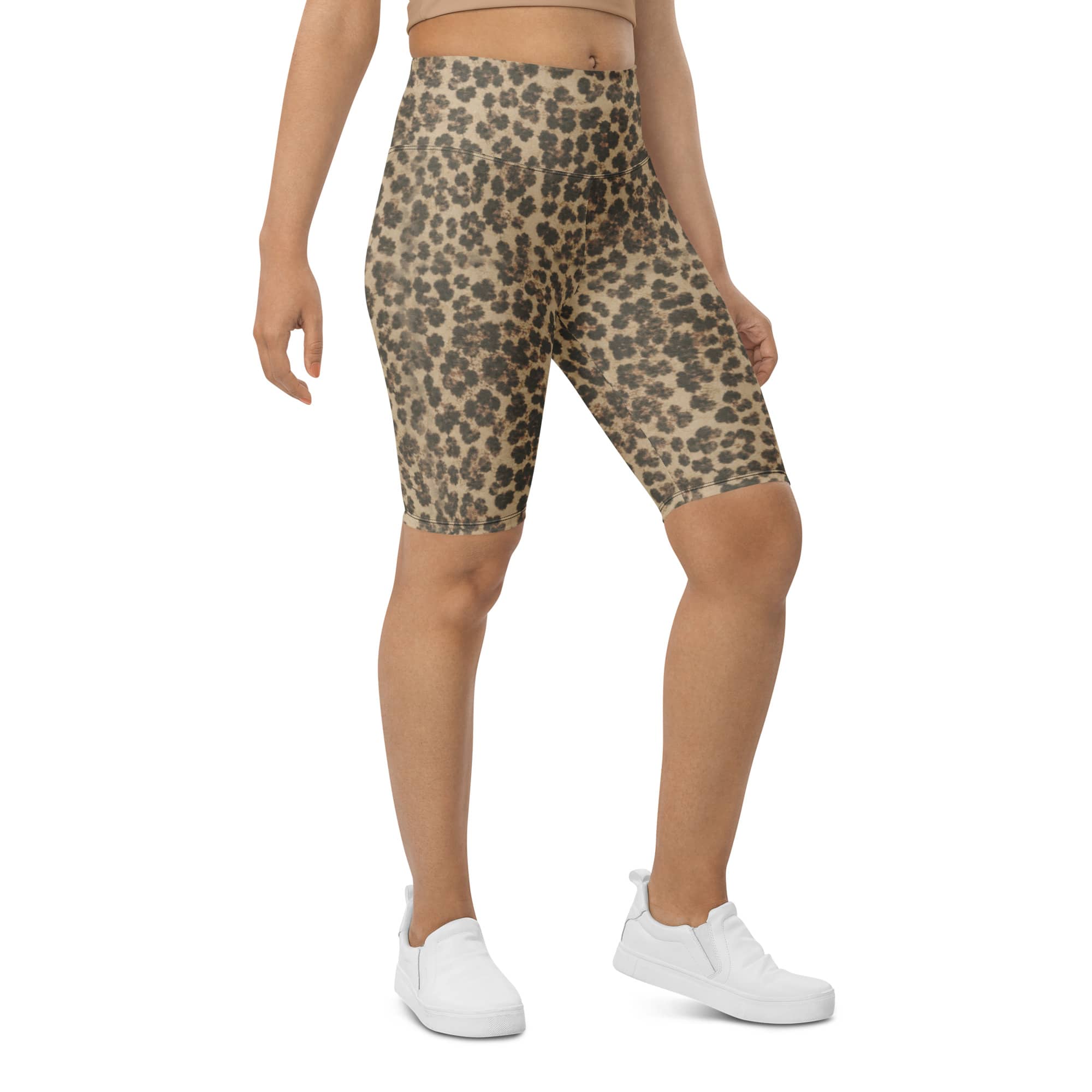 Neutral Leopard Biker Shorts
