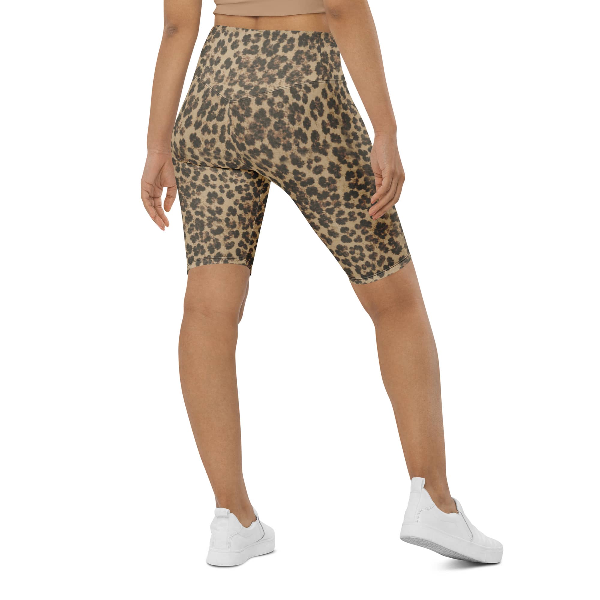 Neutral Leopard Biker Shorts