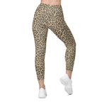 Neutral Leopard Crossover Leggings With Pockets