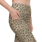 Neutral Leopard Crossover Leggings With Pockets