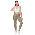 Neutral Leopard Crossover Leggings With Pockets