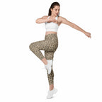 Neutral Leopard Crossover Leggings With Pockets
