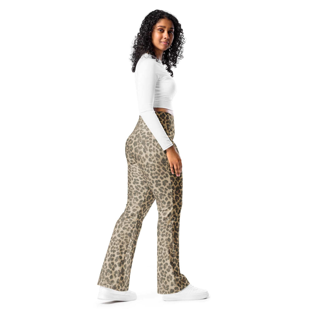 Neutral Leopard Flare Leggings