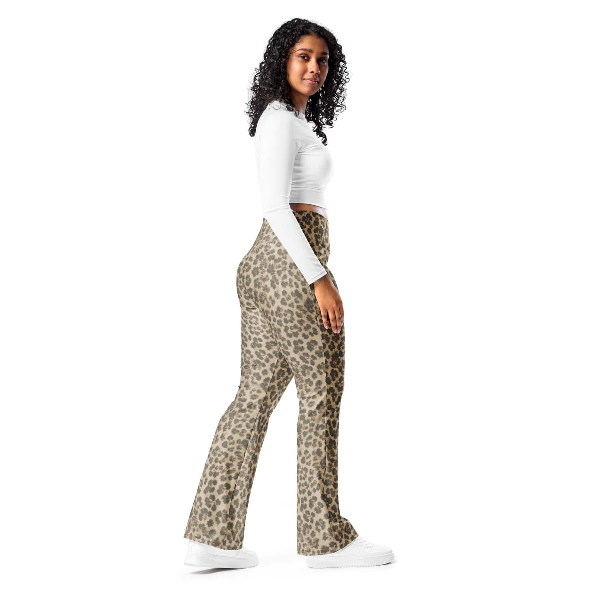 Neutral Leopard Flare Leggings