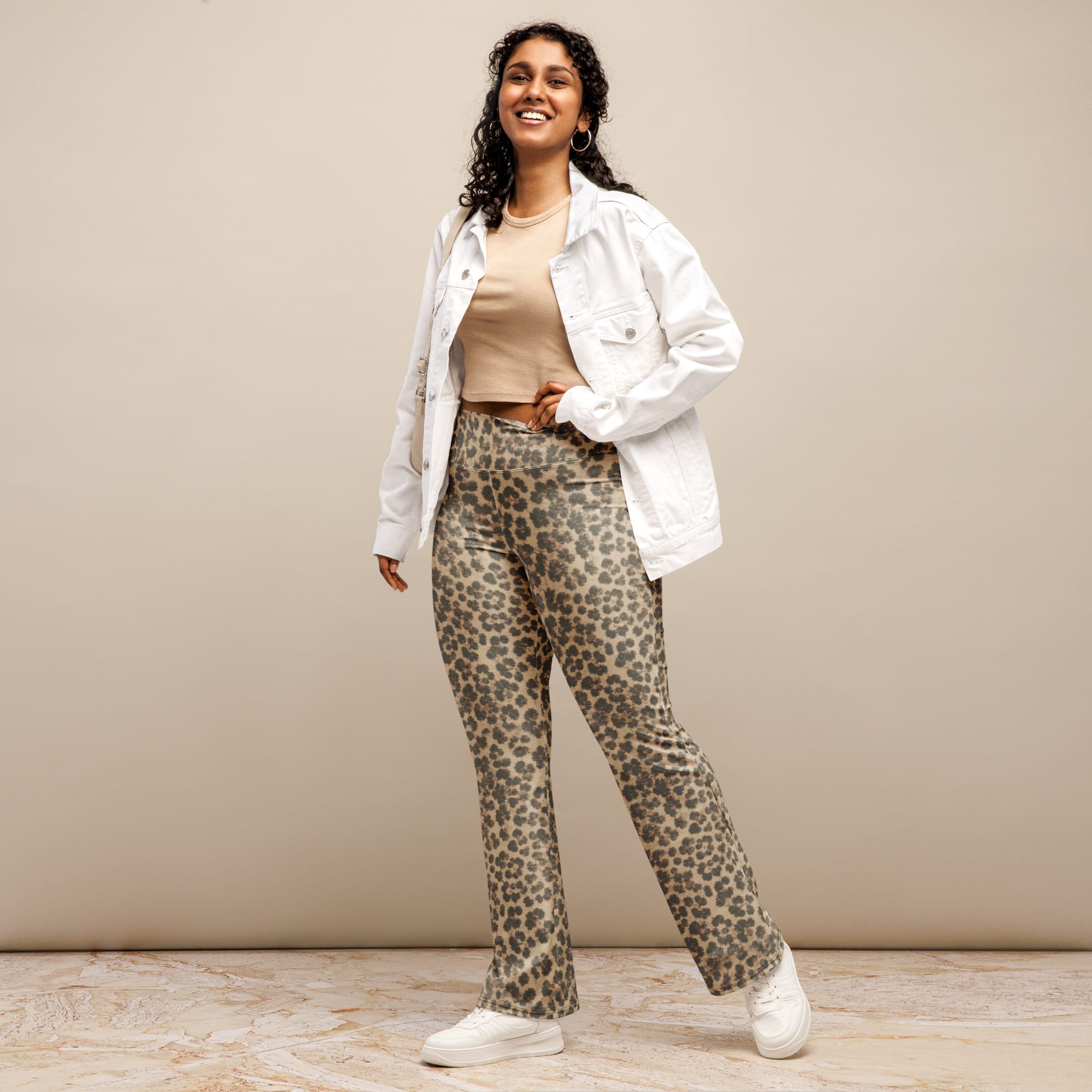 Neutral Leopard Flare Leggings