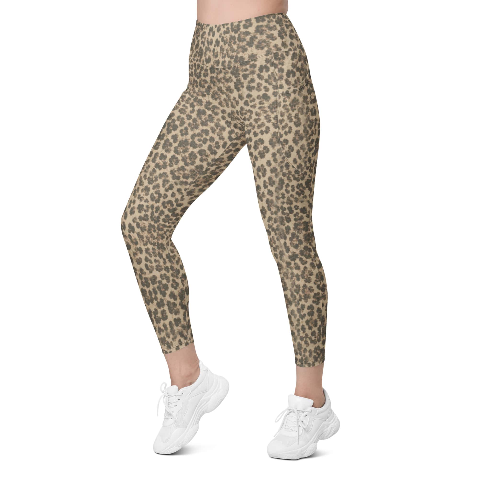 Neutral Leopard Leggings With Pockets