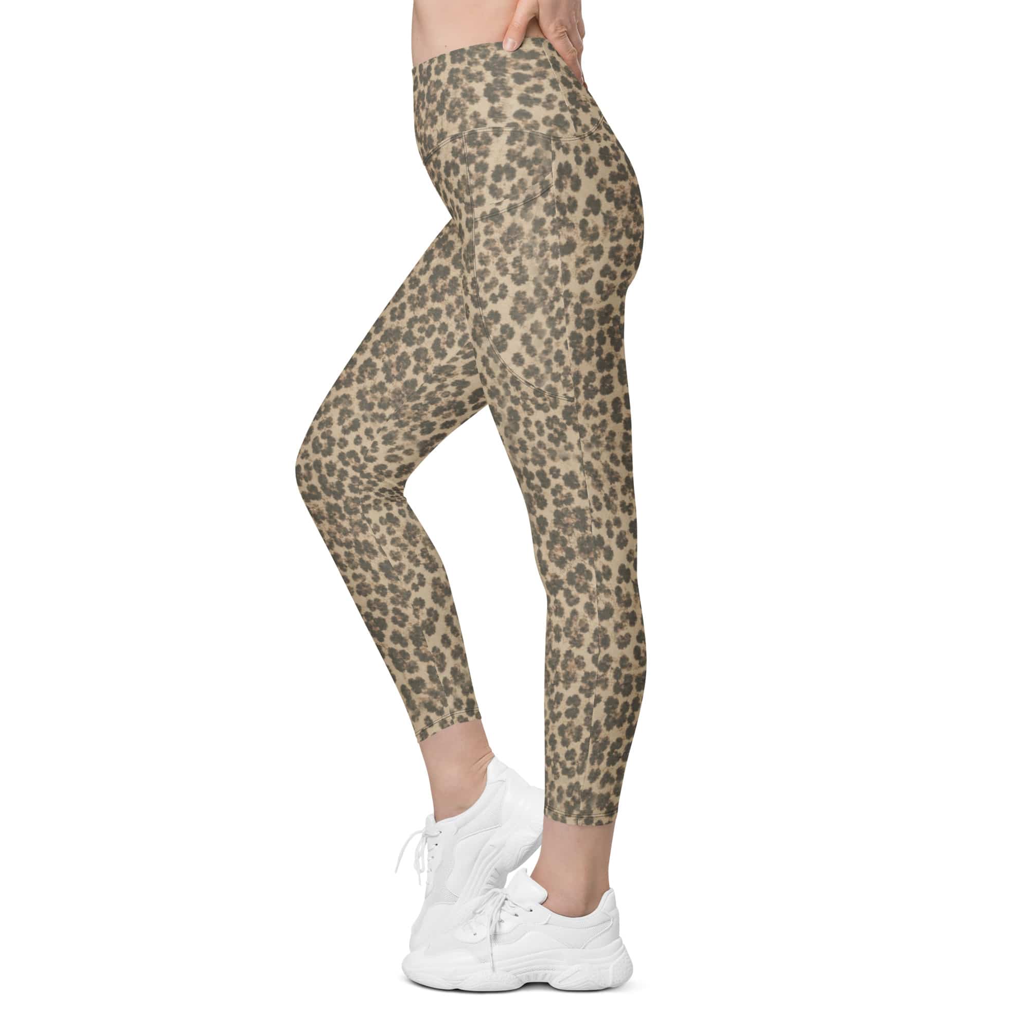 Neutral Leopard Leggings With Pockets