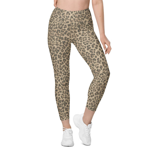 Neutral Leopard Leggings With Pockets