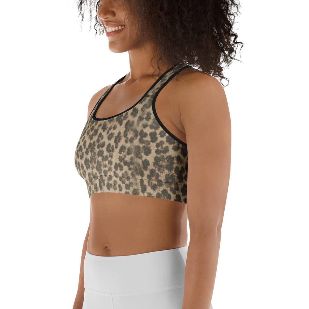 Neutral Leopard Sports Bra