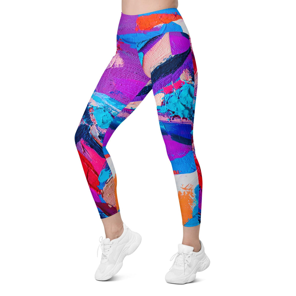 Oil Painting Canvas Leggings With Pockets