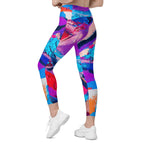 Oil Painting Canvas Leggings With Pockets