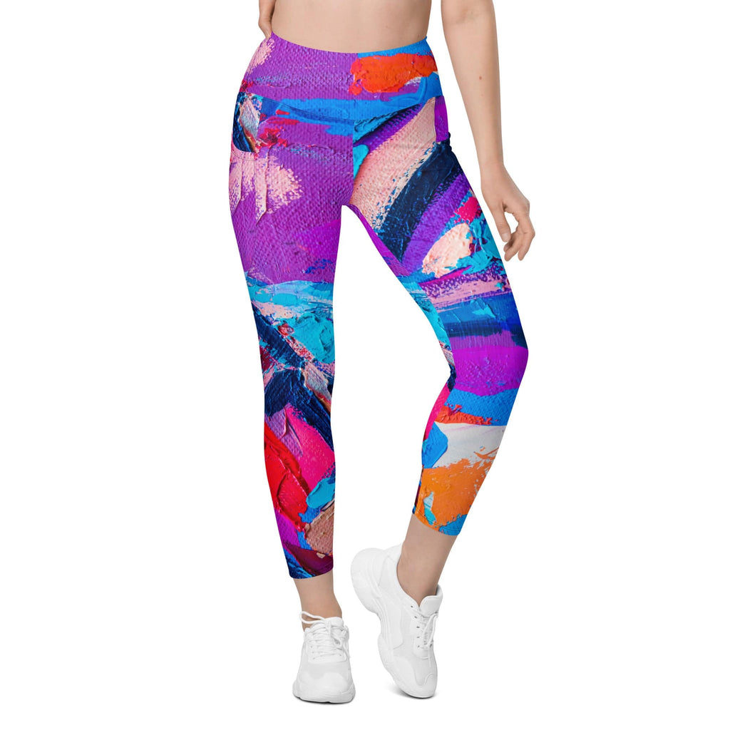 Oil Painting Canvas Leggings With Pockets