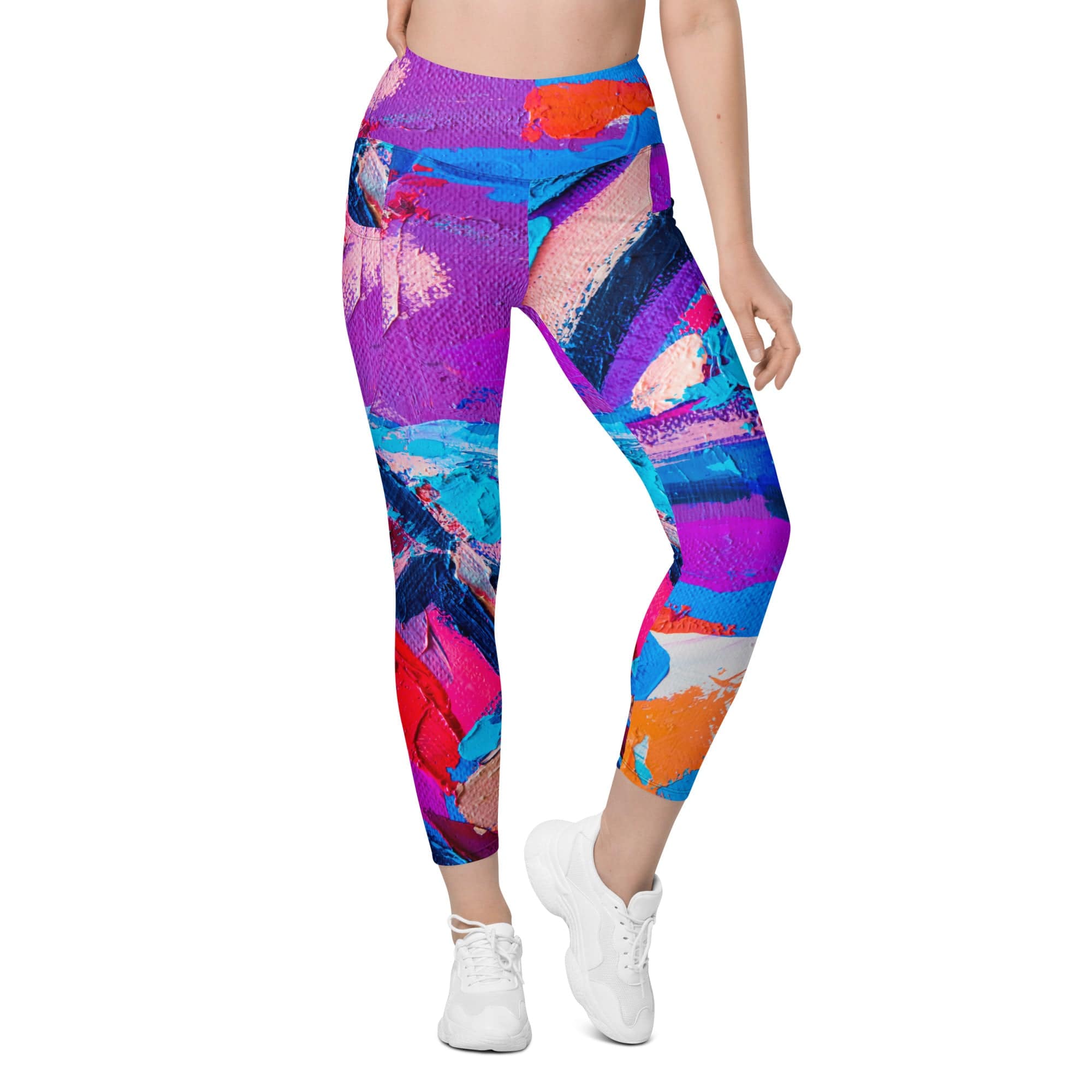 Oil Painting Canvas Leggings With Pockets