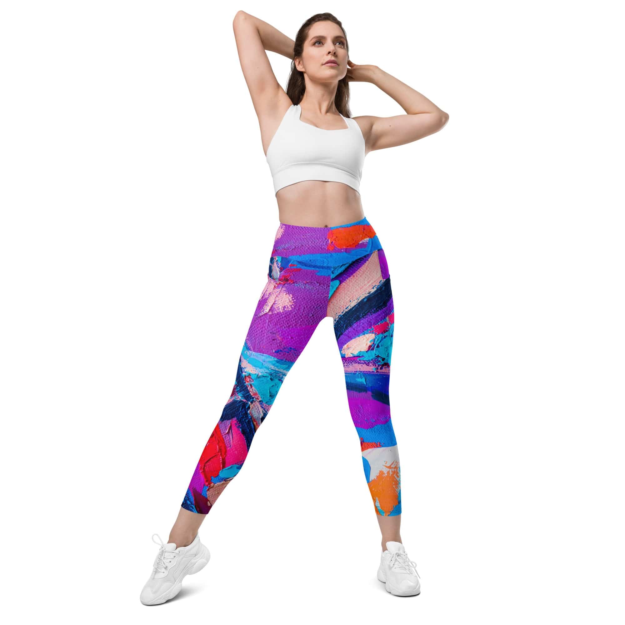 Oil Painting Canvas Leggings With Pockets