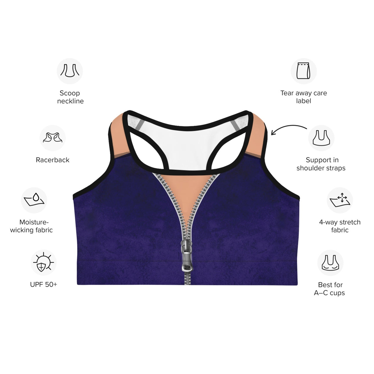 Open Zipper Sports Bra