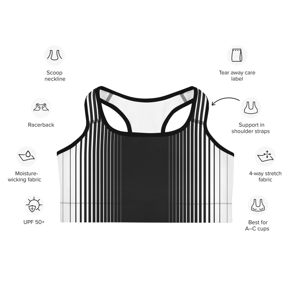 Optical Illusion Vertical Lines Sports Bra
