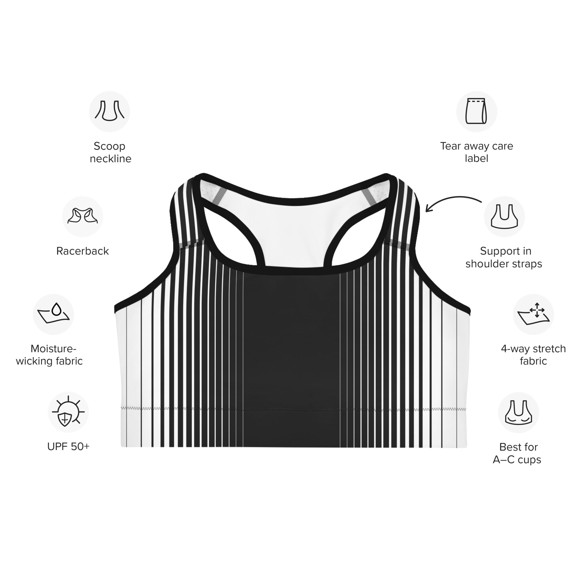Optical Illusion Vertical Lines Sports Bra