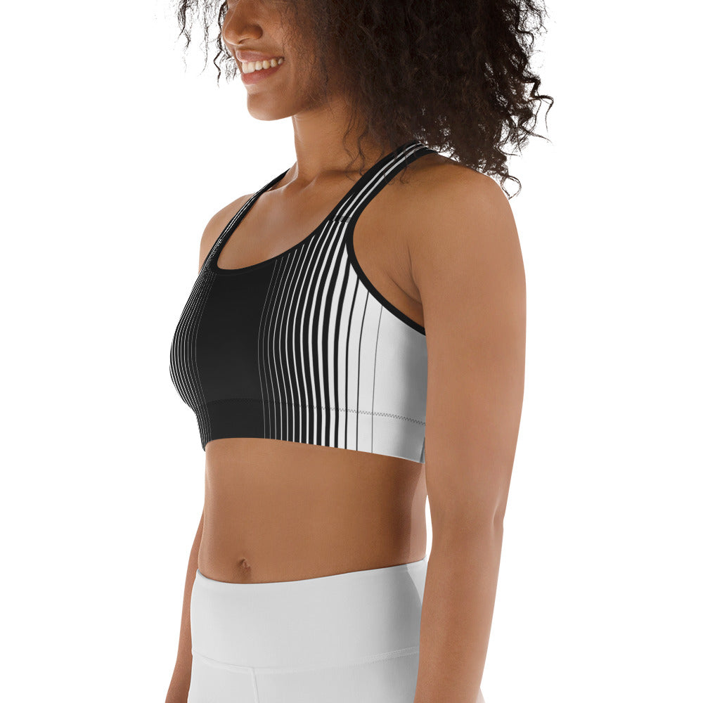 Optical Illusion Vertical Lines Sports Bra
