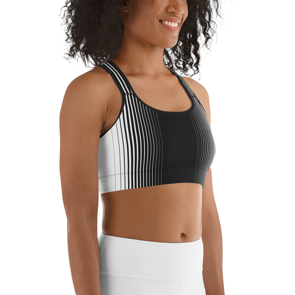 Optical Illusion Vertical Lines Sports Bra