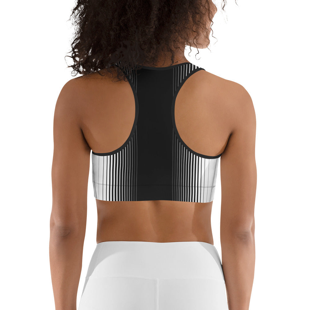 Optical Illusion Vertical Lines Sports Bra