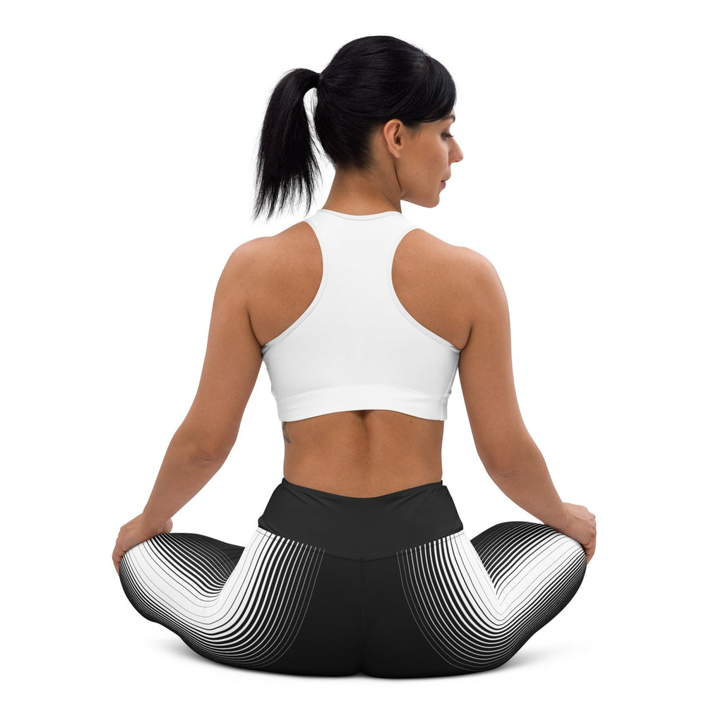 Optical Illusion Vertical Lines Yoga Leggings