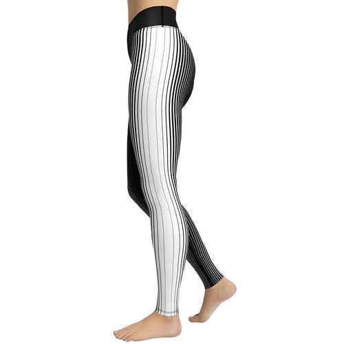 Optical Illusion Vertical Lines Yoga Leggings