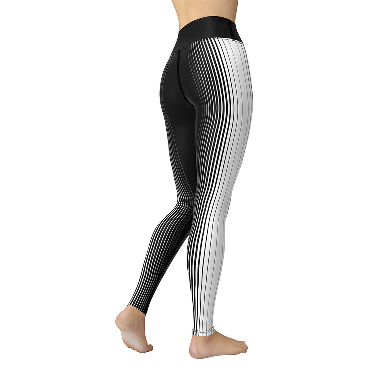 Optical Illusion Vertical Lines Yoga Leggings