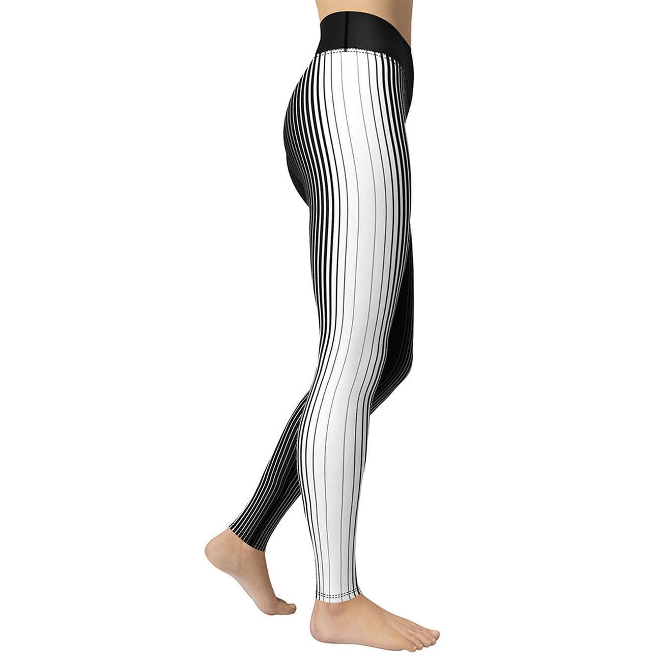 Optical Illusion Vertical Lines Yoga Leggings