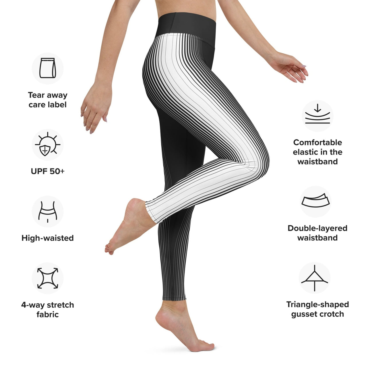 Optical Illusion Vertical Lines Yoga Leggings