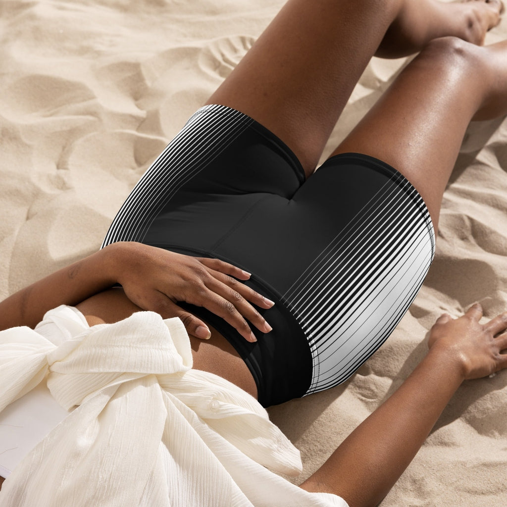 Optical Illusion Vertical Lines Yoga Shorts