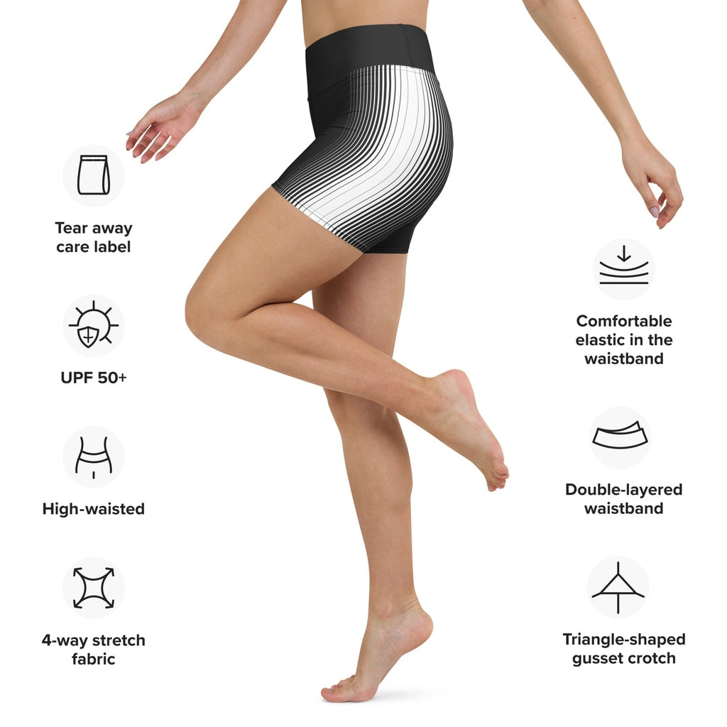 Optical Illusion Vertical Lines Yoga Shorts