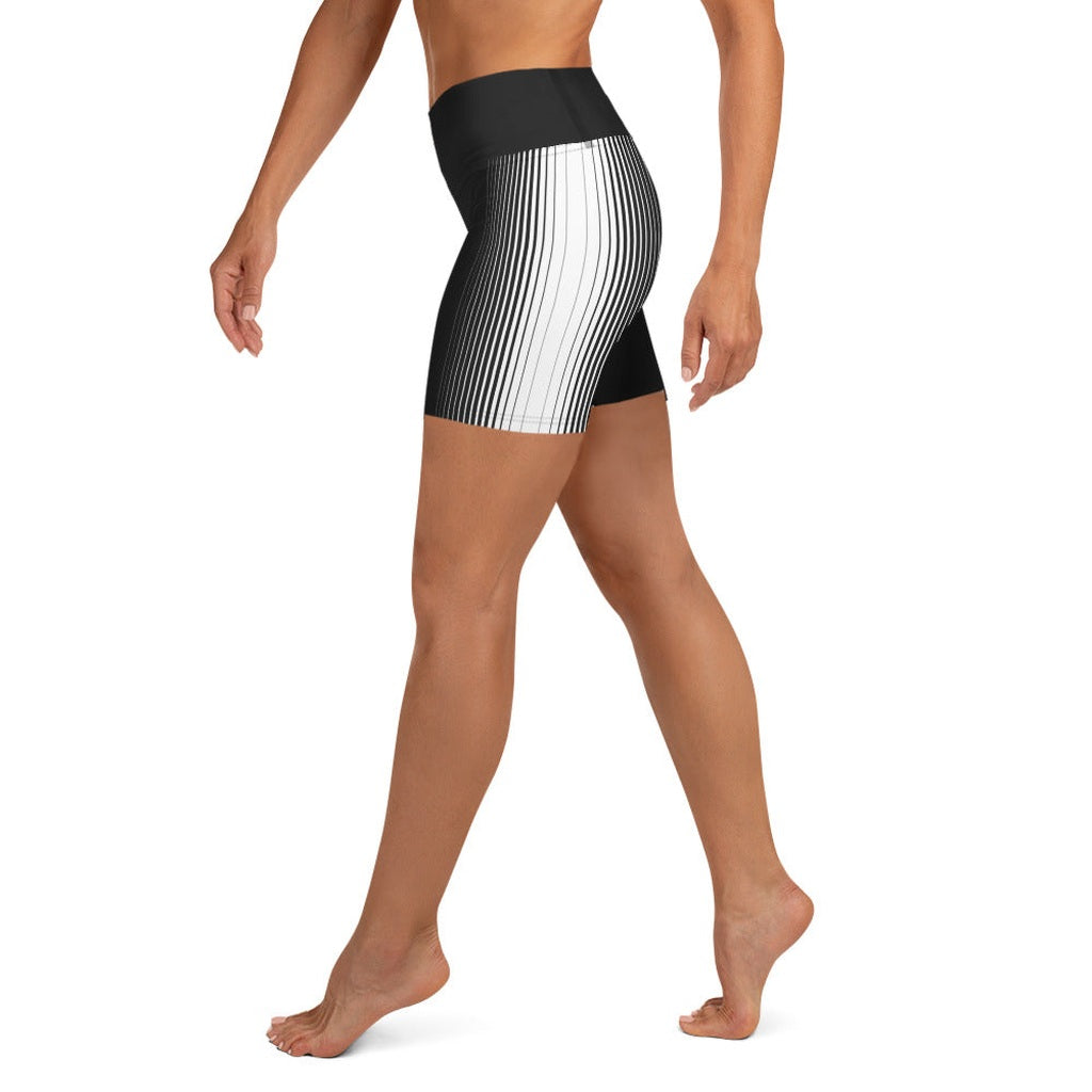 Optical Illusion Vertical Lines Yoga Shorts
