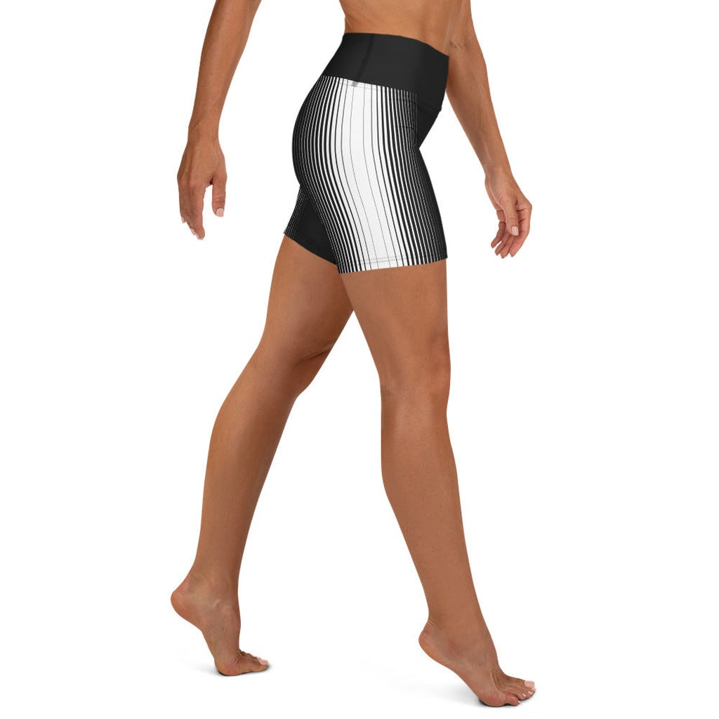 Optical Illusion Vertical Lines Yoga Shorts