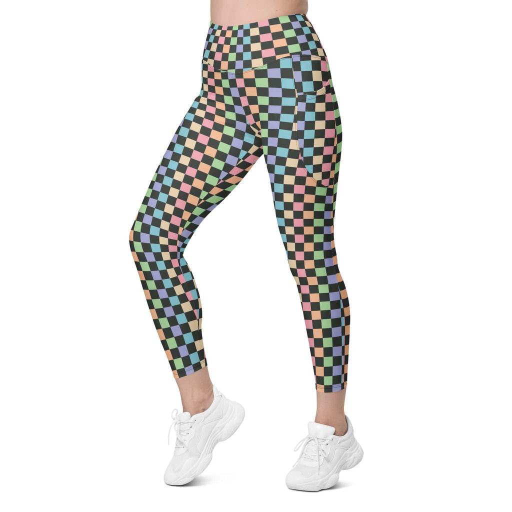 Pastel Checkerboard Leggings With Pockets