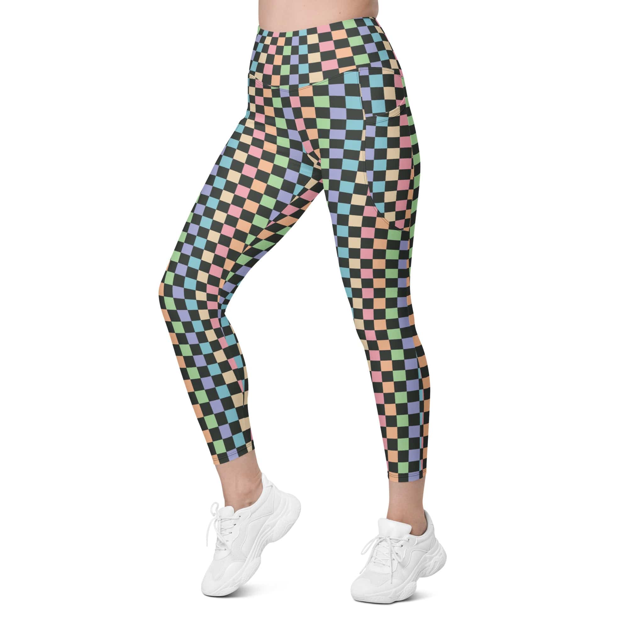 Pastel Checkerboard Leggings With Pockets