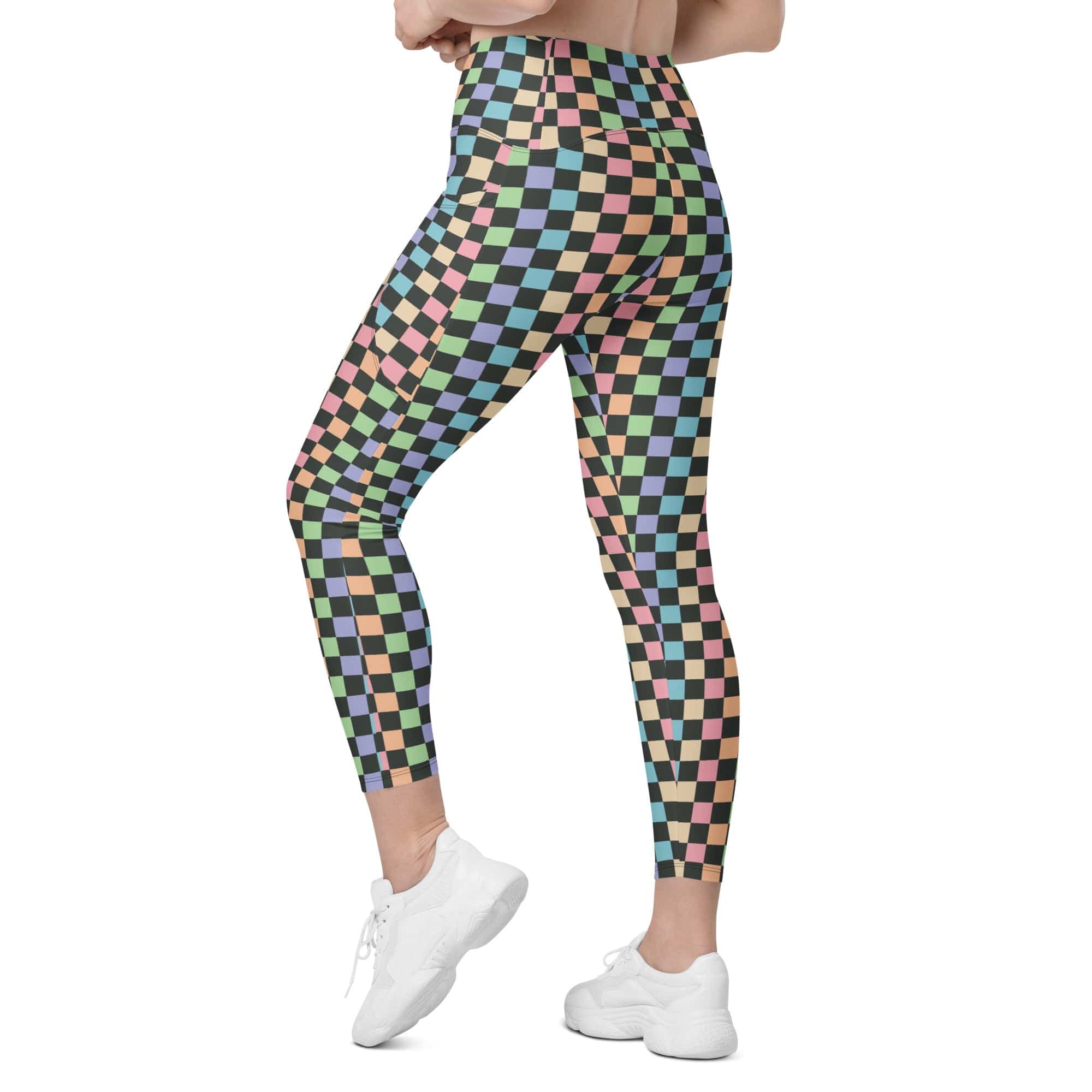Pastel Checkerboard Leggings With Pockets