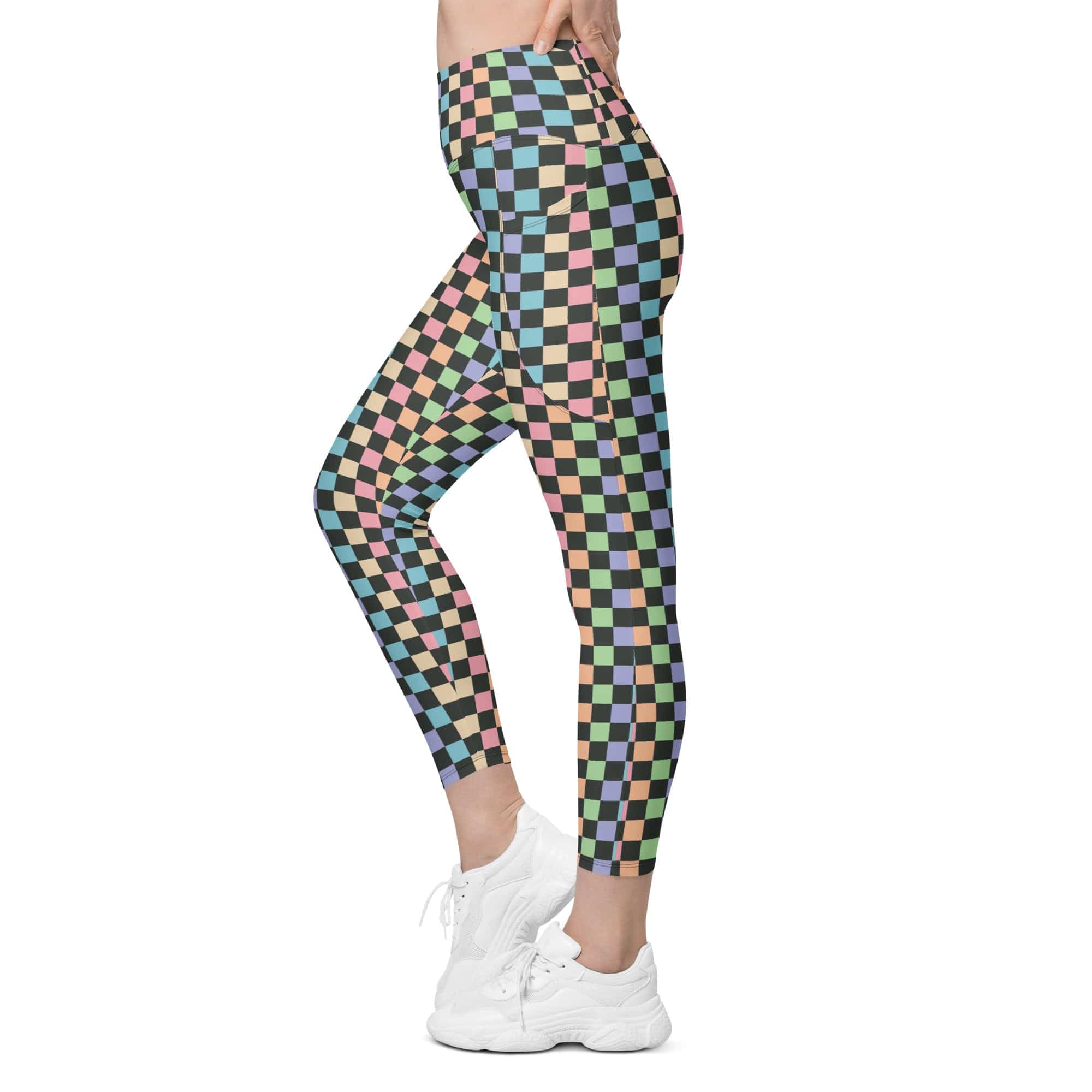 Pastel Checkerboard Leggings With Pockets