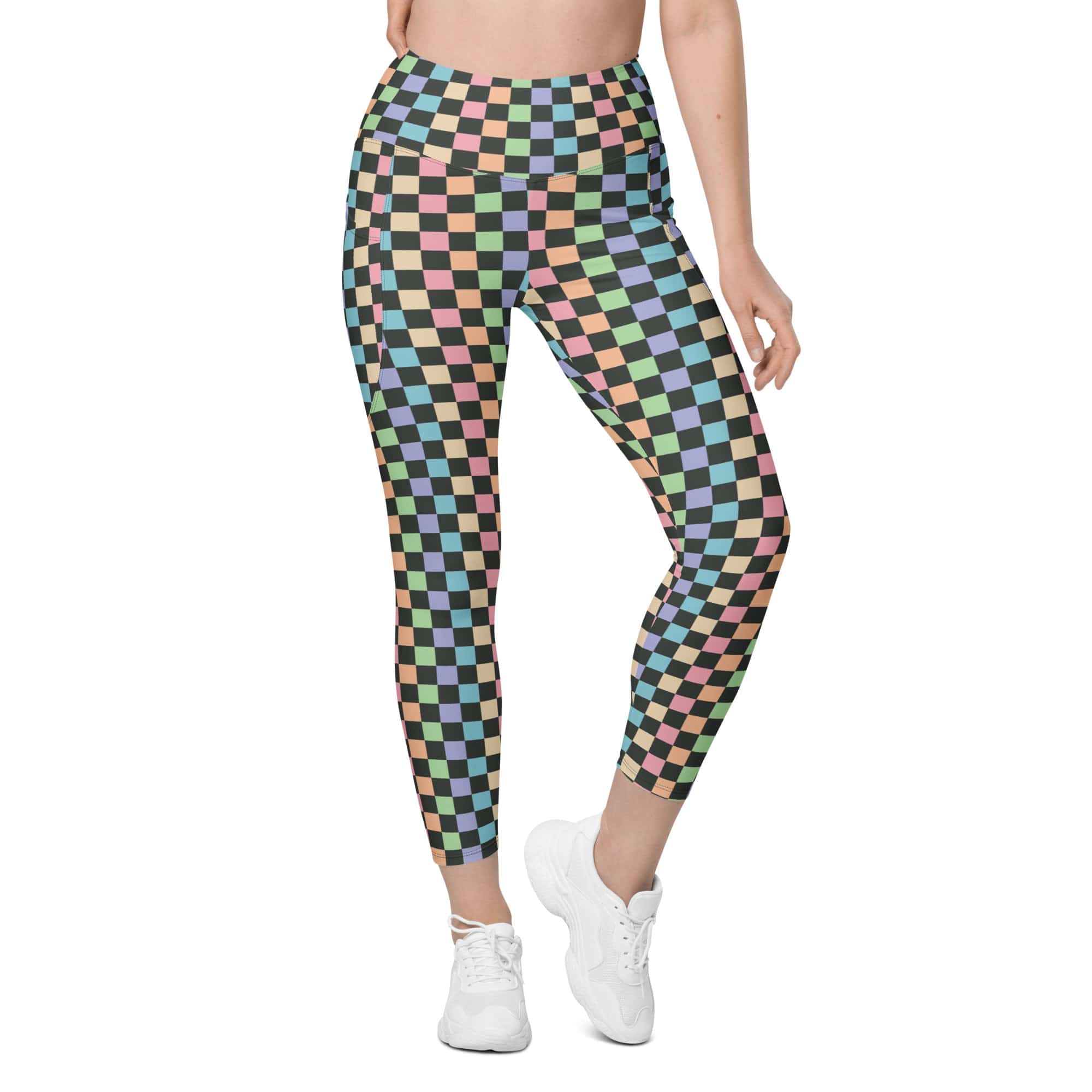 Pastel Checkerboard Leggings With Pockets