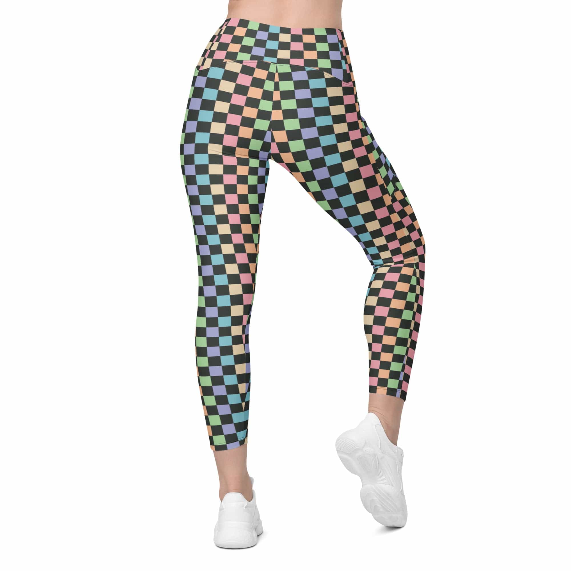 Pastel Checkerboard Leggings With Pockets