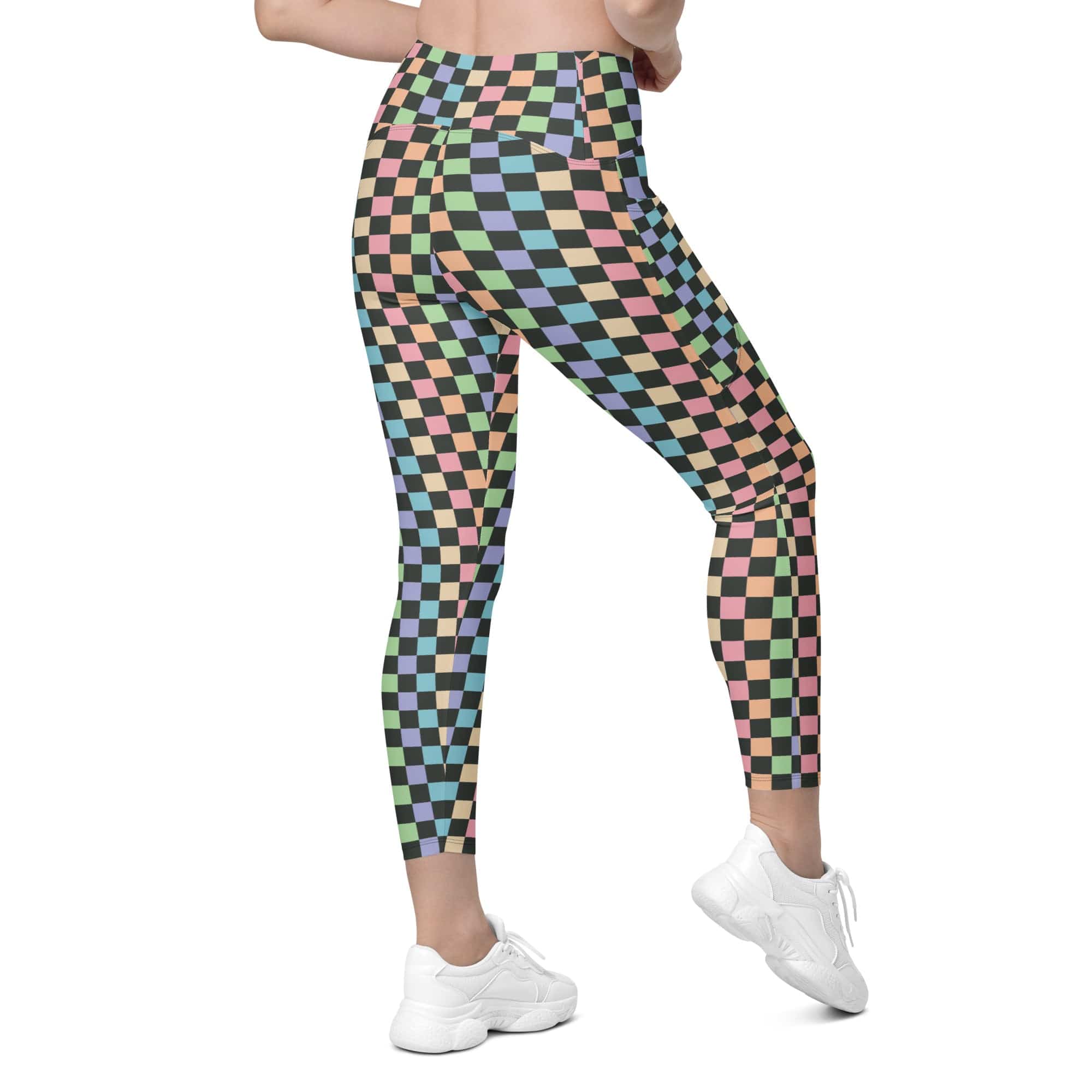 Pastel Checkerboard Leggings With Pockets