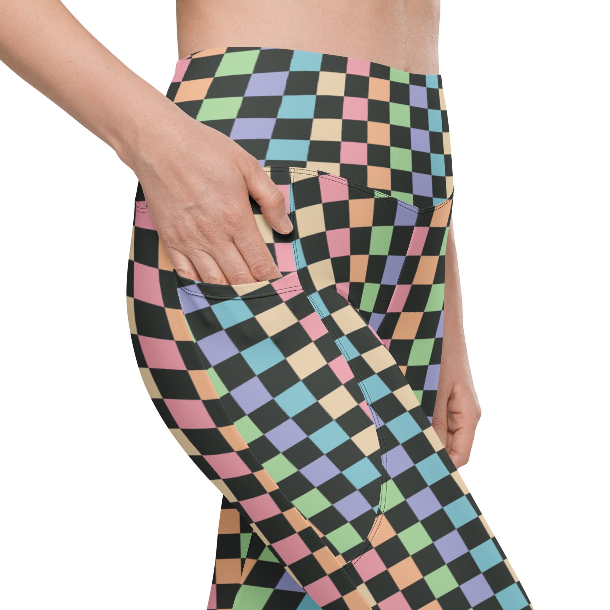 Pastel Checkerboard Leggings With Pockets