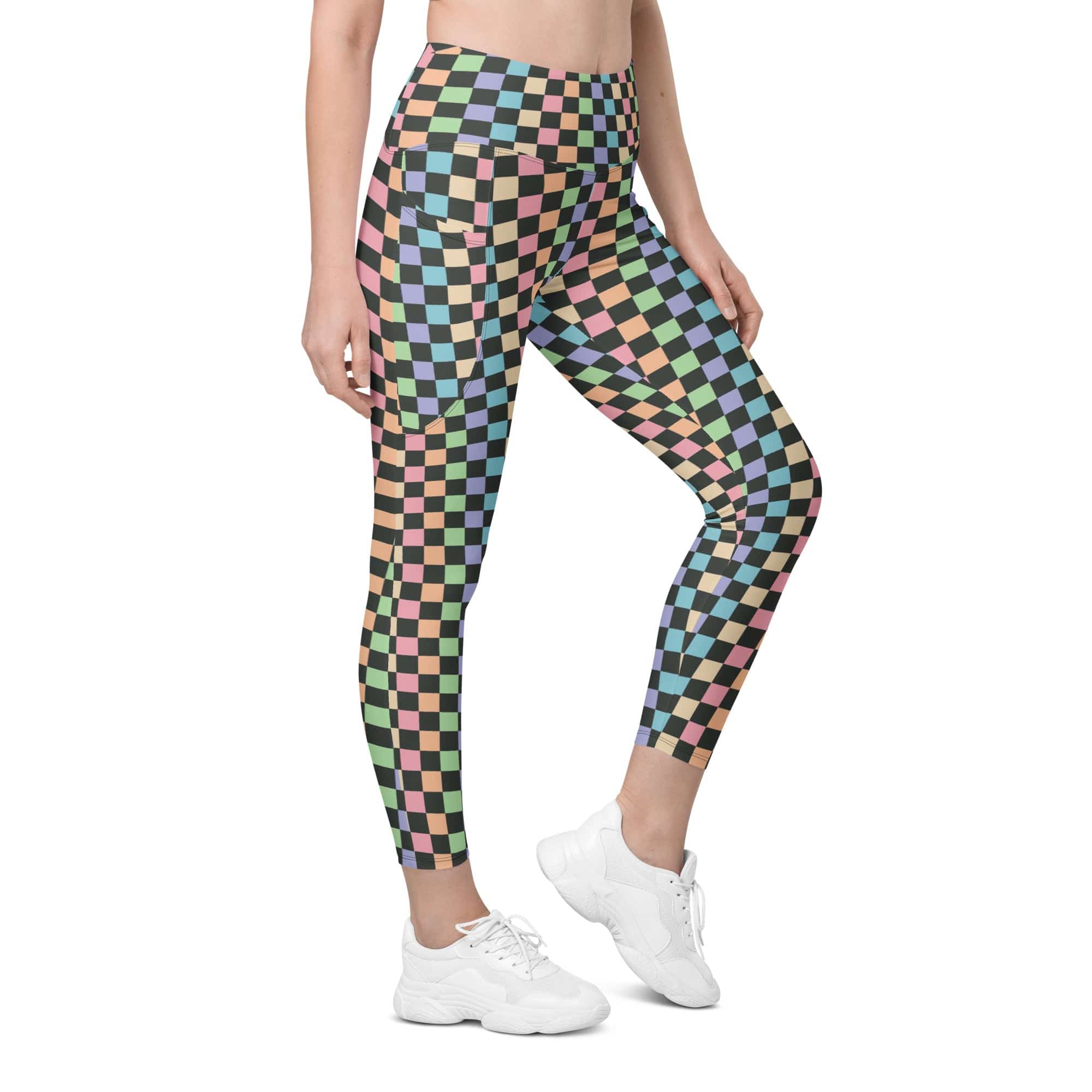 Pastel Checkerboard Leggings With Pockets