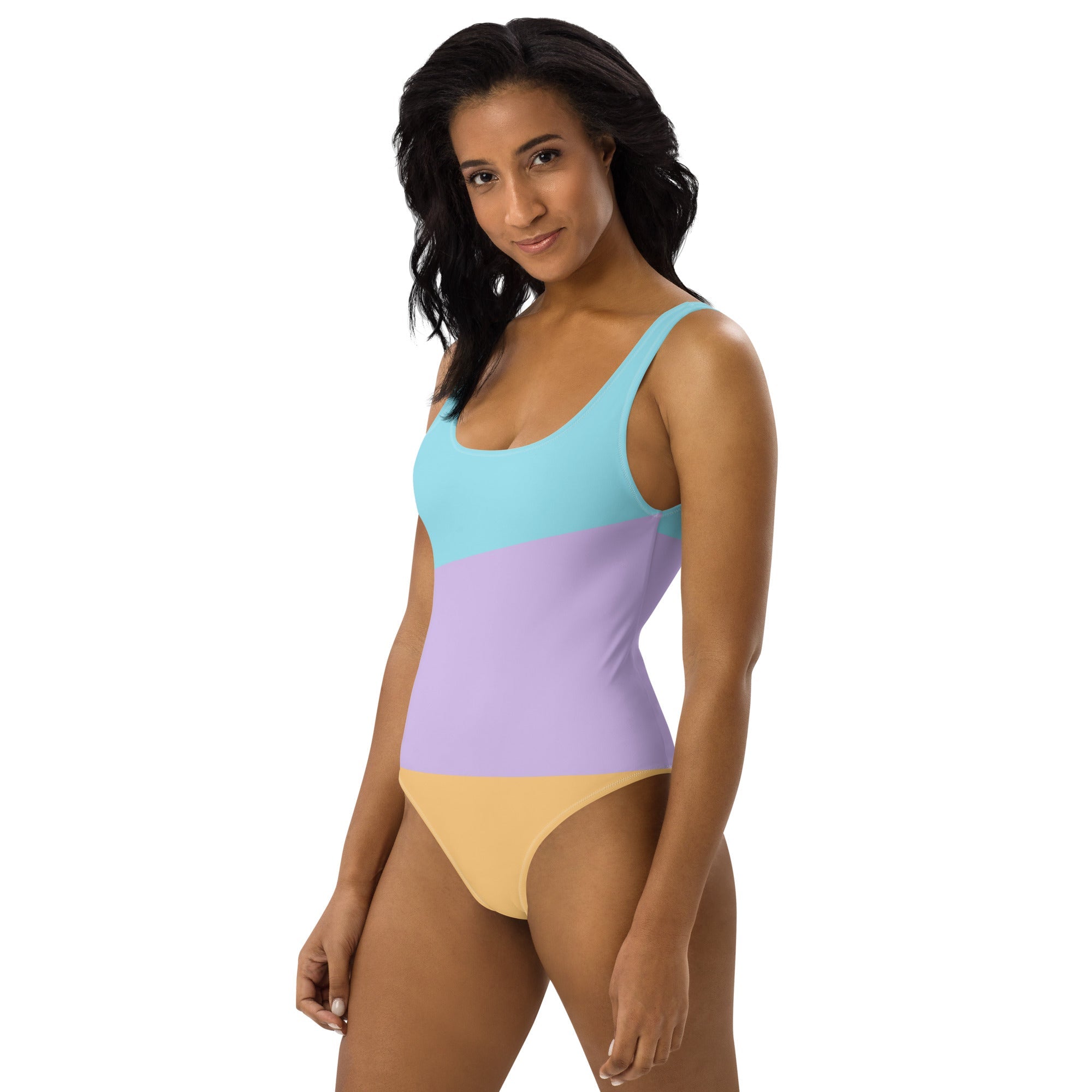 Pastel Color Block One Piece Swimsuit