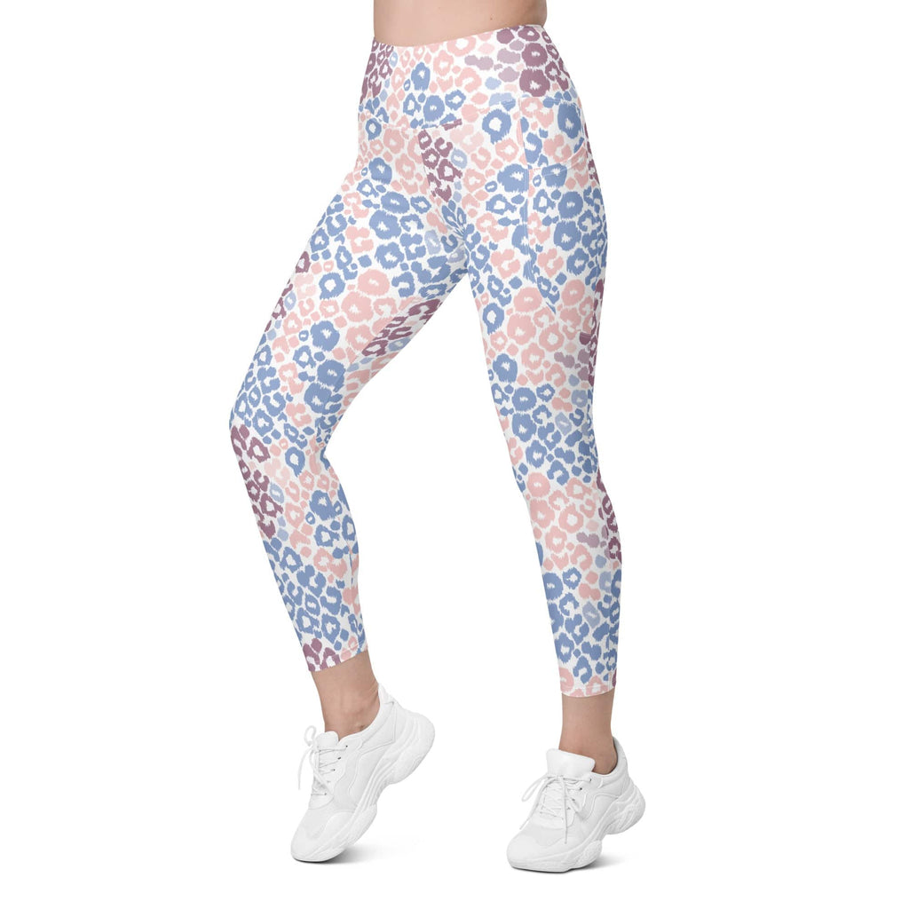 Pastel Leopard Print Leggings With Pockets