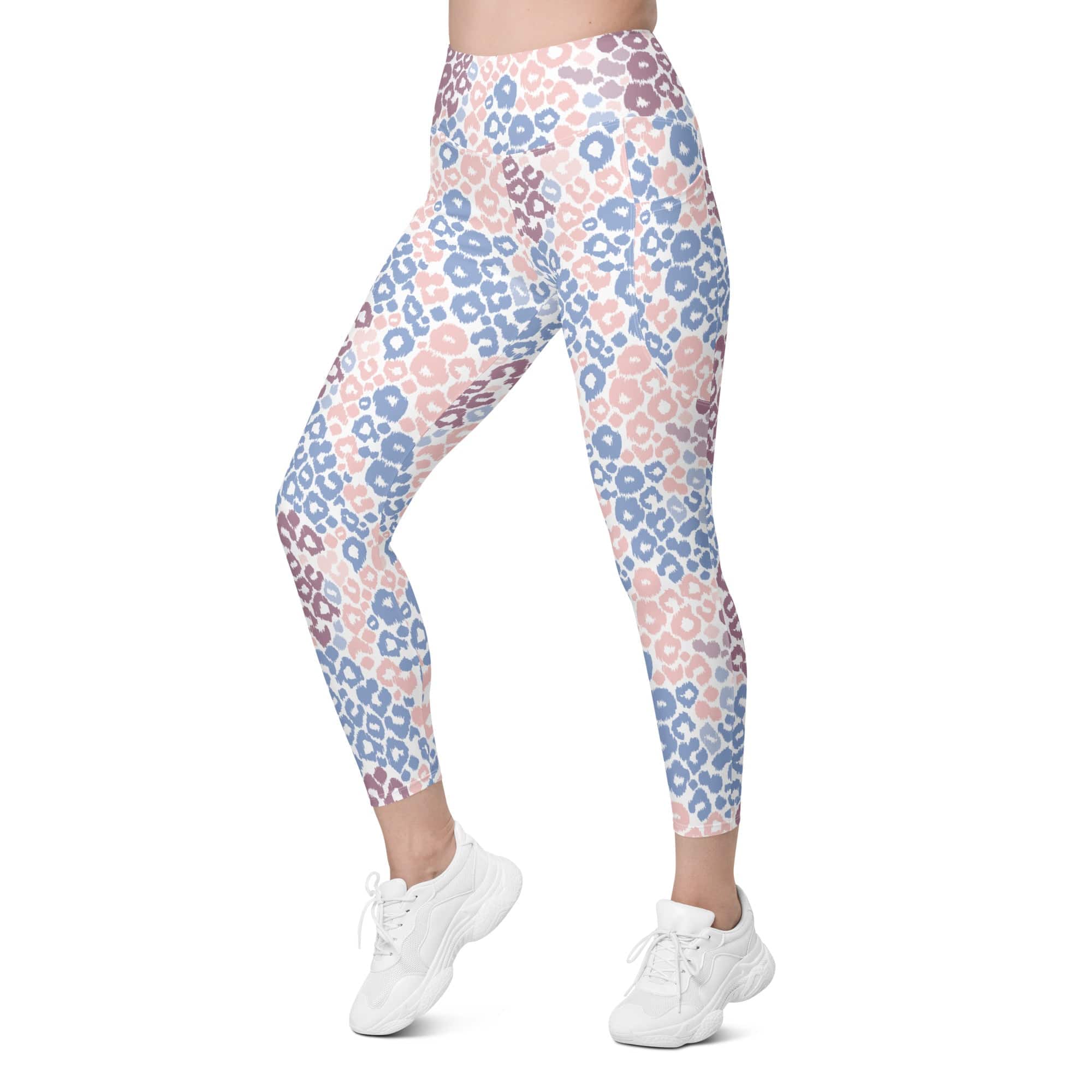Pastel Leopard Print Leggings With Pockets