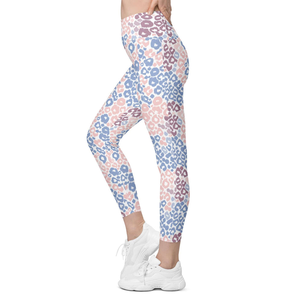 Pastel Leopard Print Leggings With Pockets