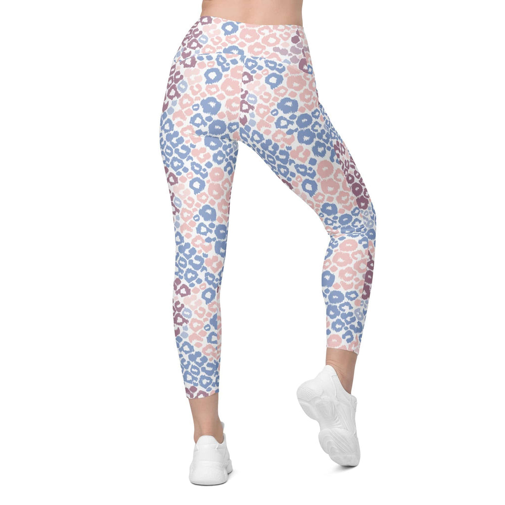 Pastel Leopard Print Leggings With Pockets