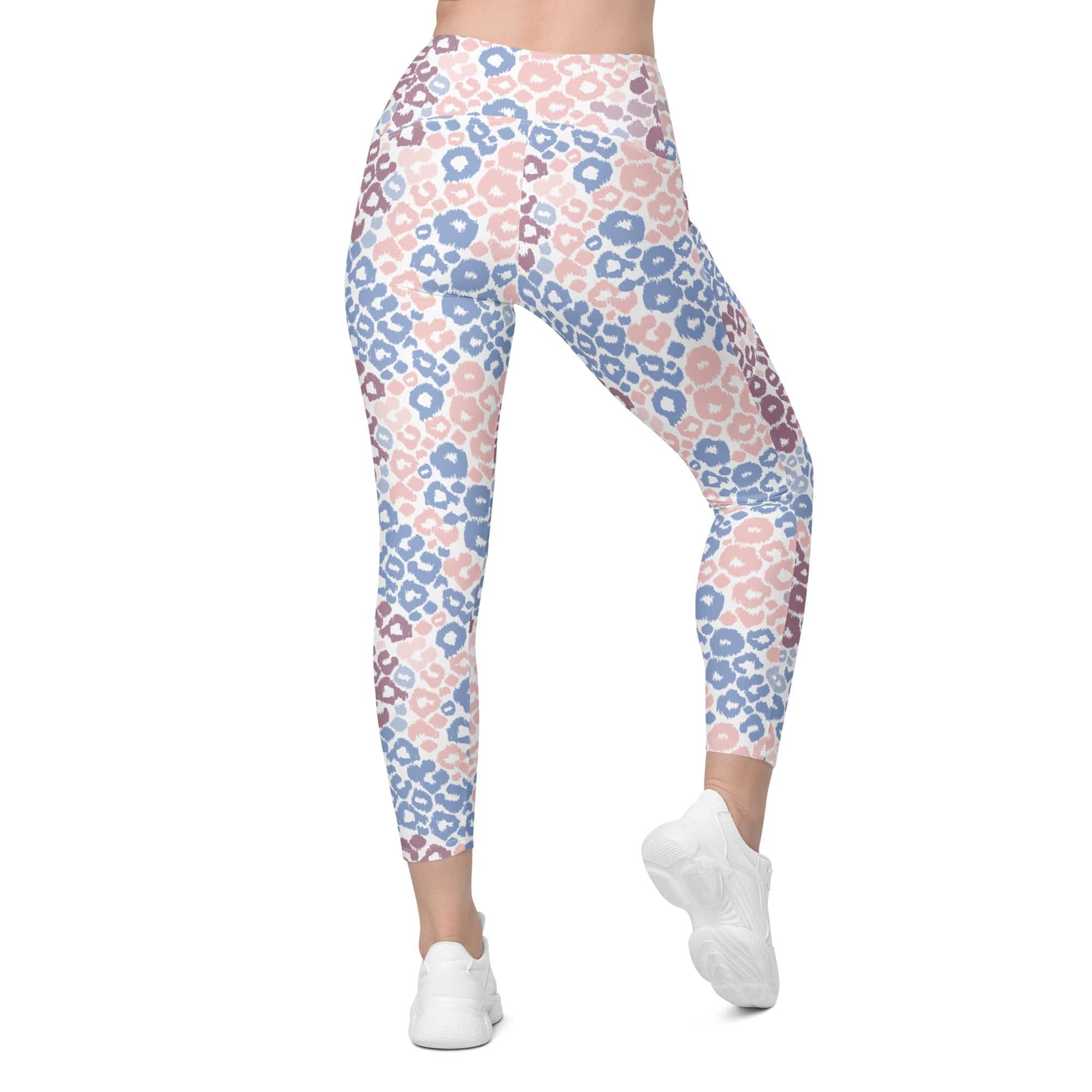 Pastel Leopard Print Leggings With Pockets