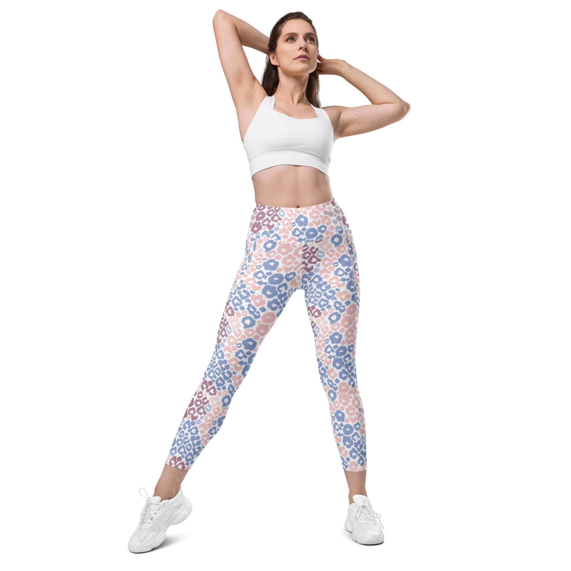 Pastel Leopard Print Leggings With Pockets
